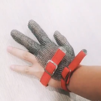 Guantes de guantes de acero inoxidable de tres dedos Guantes de seguridad industrial_ [Techway de Shanghai]